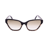 This handmade designer cat eye shaped eyewear is made using premium italian high gloss acetate, with leopard print acetate detail on the lower half of the face frame that rests on the cheek. The lenses have a graduated cafe lattè coloured tint.